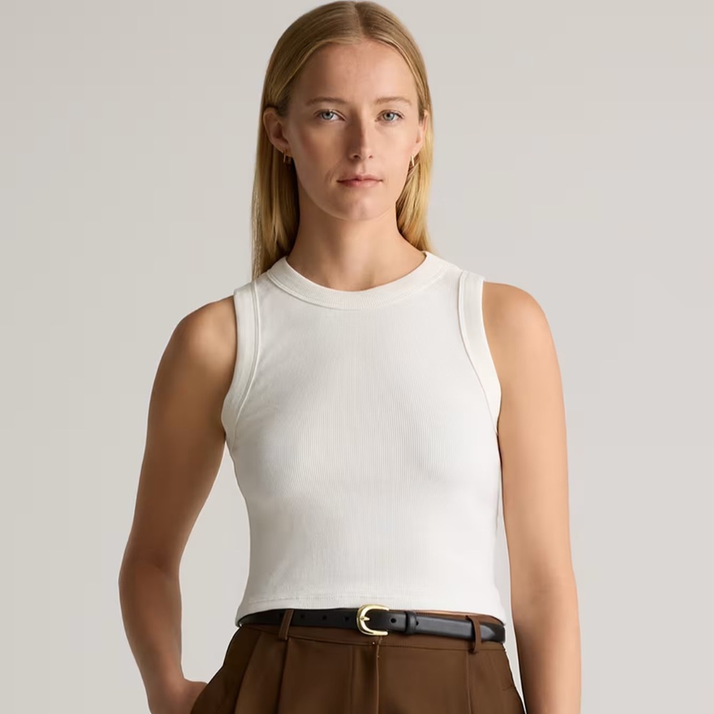 Pack of 2 Quince cropped off white tank tops brand new with tags